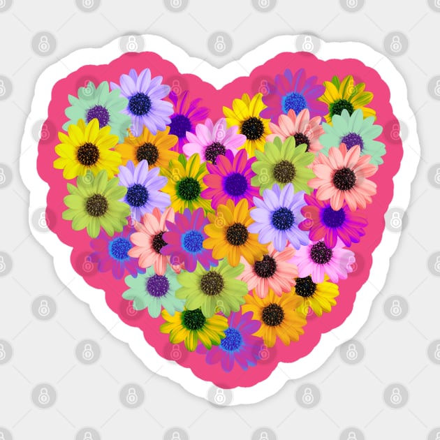 Daisy heart bouquet - pink background Sticker by Suncatcher Photos - Apparel - Home Decor